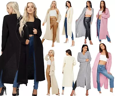 Buy NEW Ladies Longline Knitted Open Front Maxi With Pockets Women Knitted Cardigan • 21.99£