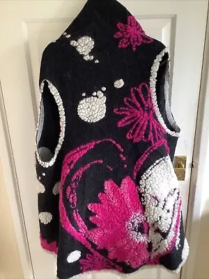 Buy Ladies  Boiled Wool Style Lagenlook Sleeveless Jacket/Waistcoat - Black • 17£