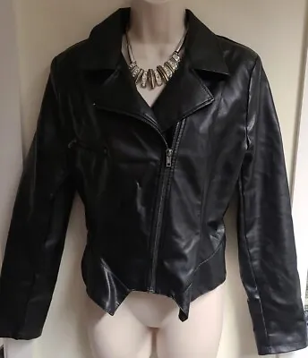 Buy Ladies H&M Divided Black Faux Leather Jacket Size Uk 12. Great Condition  • 9.99£