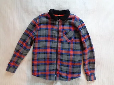 Buy M&S Boys Checked Fleece Lined Jacket - Red/Black Age 9-10 Years VGC • 8.99£