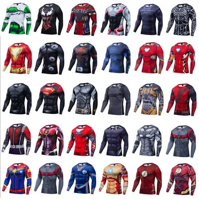 Buy Men's T-shirts Base Layer Compression Tops Sports Tights Long Sleeve Tops Gifts • 17.87£