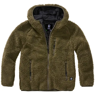 Buy Brandit Kids Teddyfleece Hooded Jacket High Pile Warm Teddy Fleece Hiking Olive • 56.95£