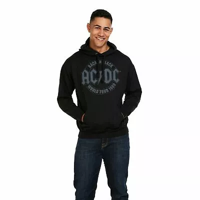 Buy Official AC/DC Mens Back In Black World Tour 1980 Hoodie Black S - XXL • 24.99£