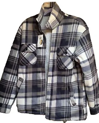 Buy Men’s : Medium : Oujian Fur Lined Check Lumberjack Flannel Fleece Jacket/shirt. • 18.99£