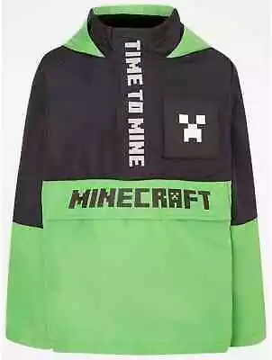 Buy Minecraft Light Weight Rain Coat School Coat Jacket Hooded Green Black Age 5-15 • 33£