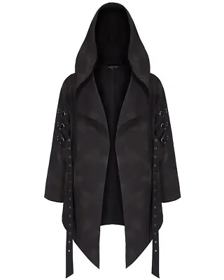 Buy Punk Rave Apocalyptic Gothic Hooded Cloak Jacket Black Brown Open Grunge Hoodie • 59.39£