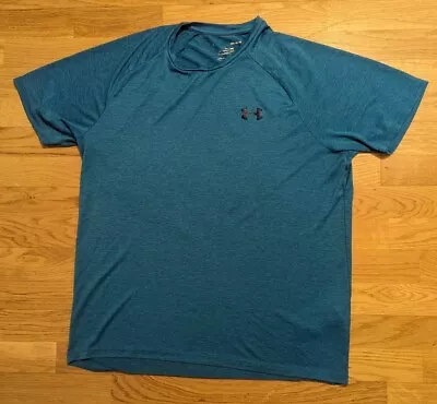 Buy UNDER ARMOUR HEATGEAR BLUE THE TECH TEE Sport Run T-Shirt Gym Mens Size Medium • 10.95£