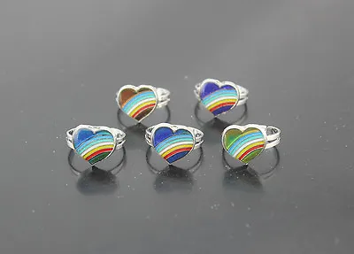 Buy 90pcs Fashion Jewelry Wholesale Lots Heart Design Mood Change Color Rings EH362 • 26.39£
