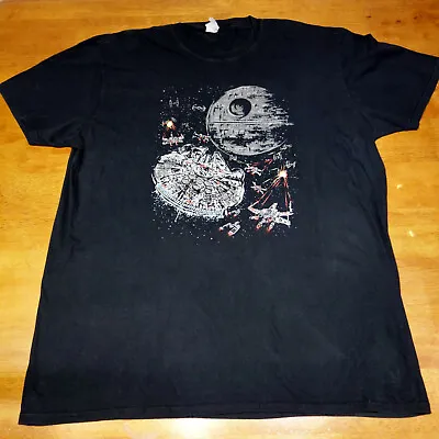 Buy Star Wars ‘Millennium Falcon And The Death Star’ (2XL) T-Shirt • 8£