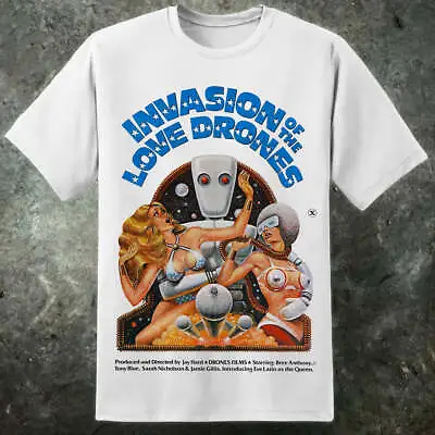 Buy Invasion Of The Love Drones Mens T Shirt Retro B Movie 70s 80s • 19.99£