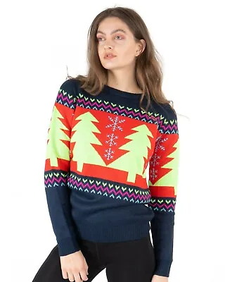 Buy Women Xmas Jumpers Ladies Christmas Knit Neon Retro Novelty Tree Reindeer Jumper • 9.99£