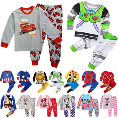 Buy Kids Pyjamas Children T-Shirt Pants PJS Set Marvel Mickey Nightwear Sleepwear • 9.73£