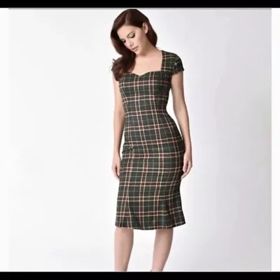 Buy MOD CLOTH Banned Dancing Days Tartan Plaid Wiggle Dress—SZ. Medium  • 56.83£