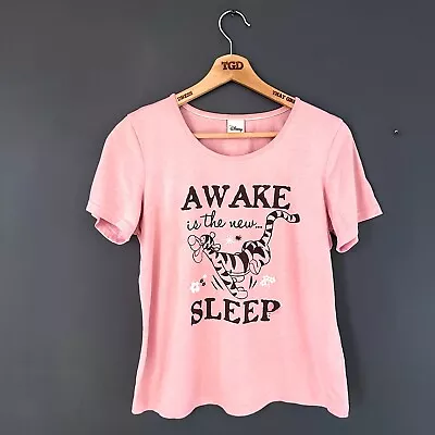 Buy Ladies Disney Tigger Pink Print Short Sleeved Pyjama T-Shirt Top Size 8-10 • 1£
