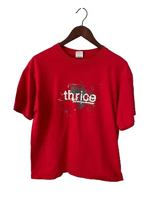 Buy RARE! Thrice Band T-Shirt Medium Illusion Of Safety Album Red Short Sleeve • 34.96£