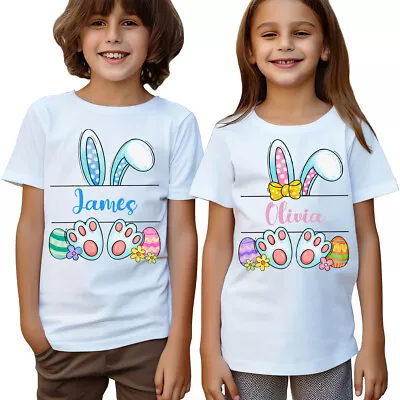 Buy Personalised Your Name Easter Bunny Rabbit Boys Girls Custom Kids T-Shirts #DNE • 9.99£