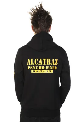 Buy Mens Black Gothic Retro Punk Alcatraz Psycho Ward Prison Hoodie BANNED Apparel • 34.99£