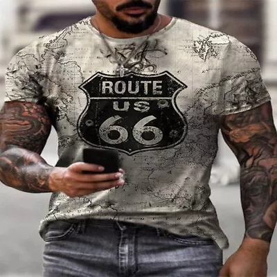 Buy Men T Shirts Short Sleeve Summer Tops Mens Sport Comfy 3D Print Basic Tee Casual • 9.79£