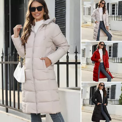 Buy Women's Quilted Padded Puffer Jacket Ladies Jacket Warm Winter Long Coat • 10.99£
