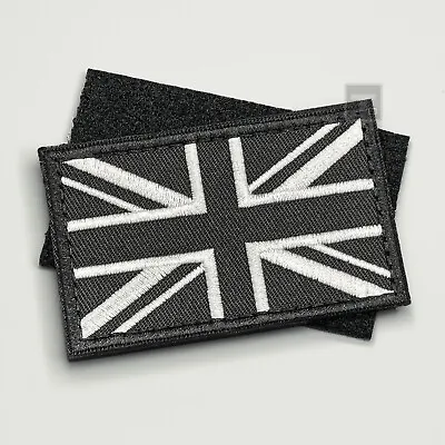Buy Black Union Jack Patch Hook & Loop Police Military Tactical Security UK GB Flag • 3.89£