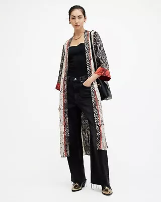 Buy Allsaints Casa Waima Snake Print Long Line Kimono Size 16  • 50£