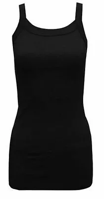 Buy New Women Plain Rib Top Stretchy Summer Ribbed Vest T- Shirt Plus Sizes 8 - 28 • 6.99£