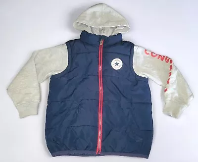 Buy Converse All Star Youth Size 5 Hooded Puffer Jacket Coat • 12.59£