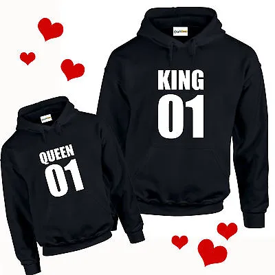 Buy King & Queen HOODIE His And Hers Valentines Wedding Gift Couples Matching S-5XL • 12.95£