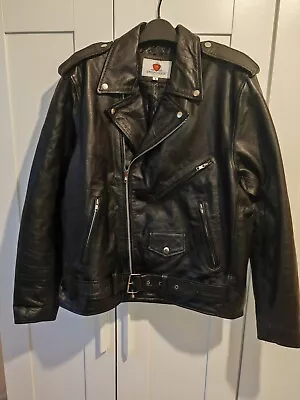 Buy Leather Cowhide Retro Biker Brando Heavy Jacket Size L • 70£