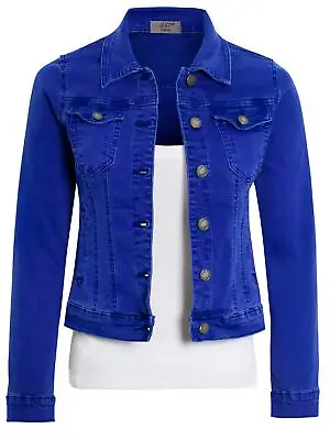 Buy Womens Denim Jacket Jeans Stretch Premium Jackets Blue Coral Size 10 12 14 8 • 31.95£