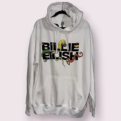 Buy Billie Eilish 2019 Concert Tour Lash Music Merch Graphic White Hoodie Size L • 48.26£