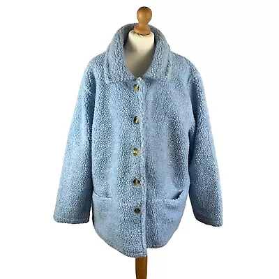 Buy M&S Marks & Spencer Light Blue Teddy Bear Fleece Button Up Jacket Coat UK 16 • 17.95£