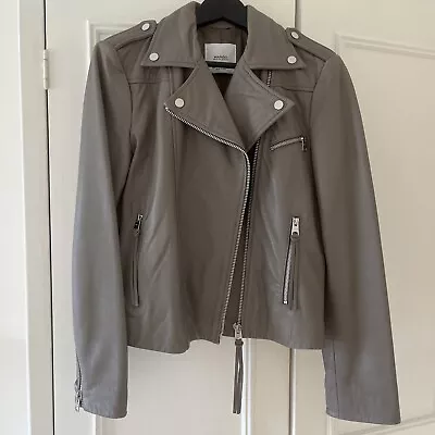 Buy Mango Leather Biker Jacket Green Medium • 45£