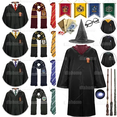 Buy Harry Potter Costume Gryffindor Ravenclaw Slytherin Robe Cloak W/ Tie Wand Scarf • 8.59£