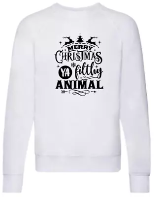 Buy Merry Christmas Ya Filthy Animal White Ladies Sweatshirt Christmas Xmas Jumper  • 17.49£