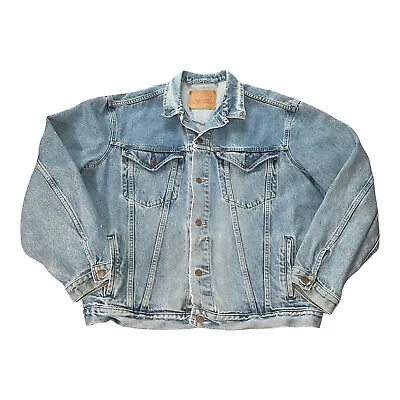 Buy Vintage 90s Levi's Denim Jacket Mens LT Large Tall Blue Cotton For Battle Vest • 24.99£