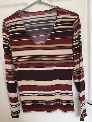 Buy Ladies Justice Active Size M V Neck Long Sleeve Stripped Top • 4.99£
