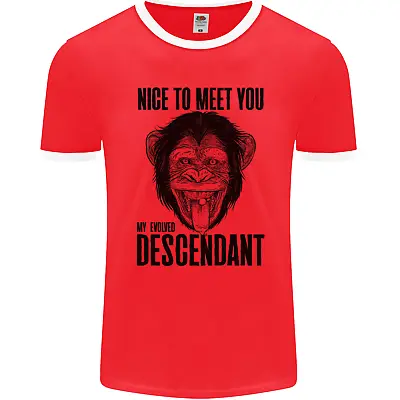 Buy Chimp Evolved Descendant Funny Monkey Ape Mens Ringer T-Shirt FotL • 11.99£