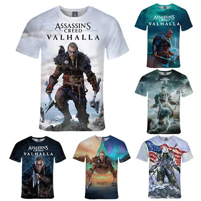 Buy Women Men T-Shirt 3D Print Short Sleeve Tee Tops Assassin's Creed Valhalla • 8.39£