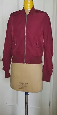 Buy H&M  Burgundy Bomber Zip Jacket - Size  8 UK • 2.99£