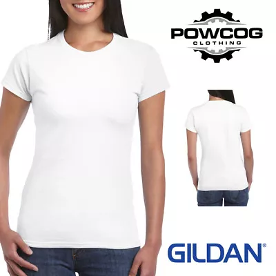 Buy GILDAN Ladies Fitted 100% Plain Cotton Softstyle Womens T-Shirt Top 30 COLOURS • 4.99£