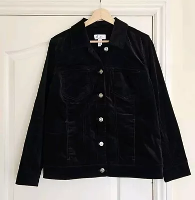 Buy Denim & Co. Velveteen Button Front Denim Style Jacket, Black, New, Sz UK M • 20£