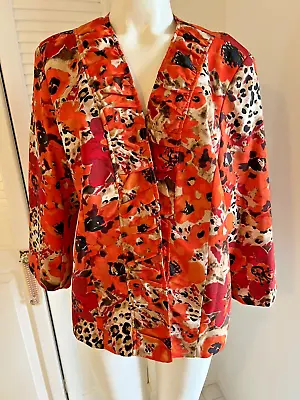 Buy JACKET BY Lavender & Honey Size XL  Red POPPIES Floral Open       NWOT • 18.32£