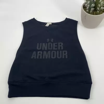 Buy Under Armour Womens Sleeveless Sweatshirt Pretty Gritty Blackout Vest Loose Blac • 18.90£