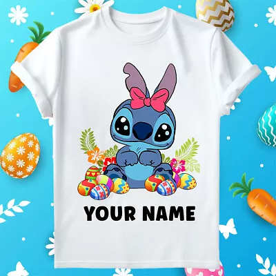 Buy Personalised Easter Bunny Lilo & Stitch T-Shirt Cartoon Easter Eggs Hunting#V#ED • 9.99£