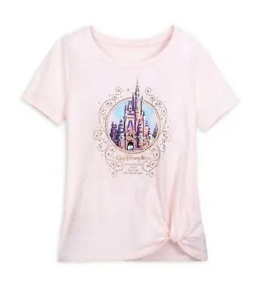 Buy NWT Walt Disney World 50th Anniversary Cinderella Castle T-Shirt Tee Pink XS • 66.34£