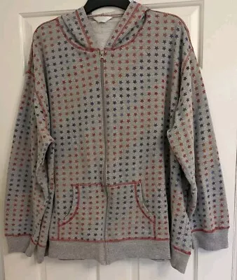 Buy Lovely Yours Usa Red & Blue Stars Grey Zipped Hoodie Size 26/28 Vgc • 12£