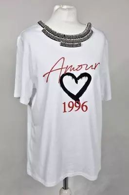 Buy NEW RIVER ISLAND T-Shirt Heart AMOUR  Womens Top Size UK 8 Jewelled RRP £30 • 13.90£