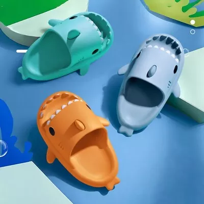 Buy Unisex Adult Kids Thick Sole Shark Anti Slip Slipper In/Outdoor Sliders Sandals • 6.98£