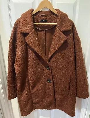 Buy F&F Brown Both Teddy Coat Jacket Size UK 16 • 10£